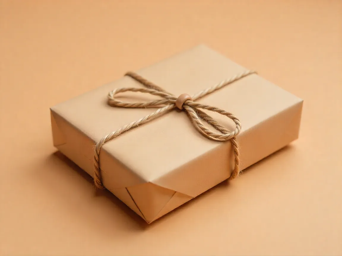 Handcrafted artisan gift with rustic packaging and natural materials