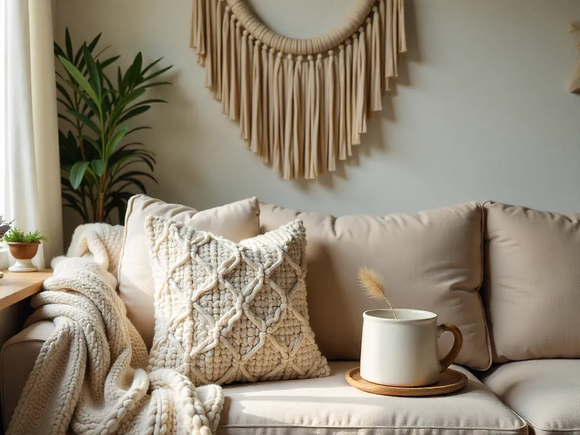 Cozy home decor gift with handcrafted details and warm textures